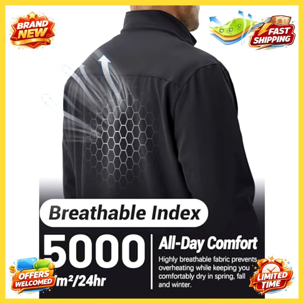 Men's Lightweight Softshell Jacket Waterproof Fle… - image 3